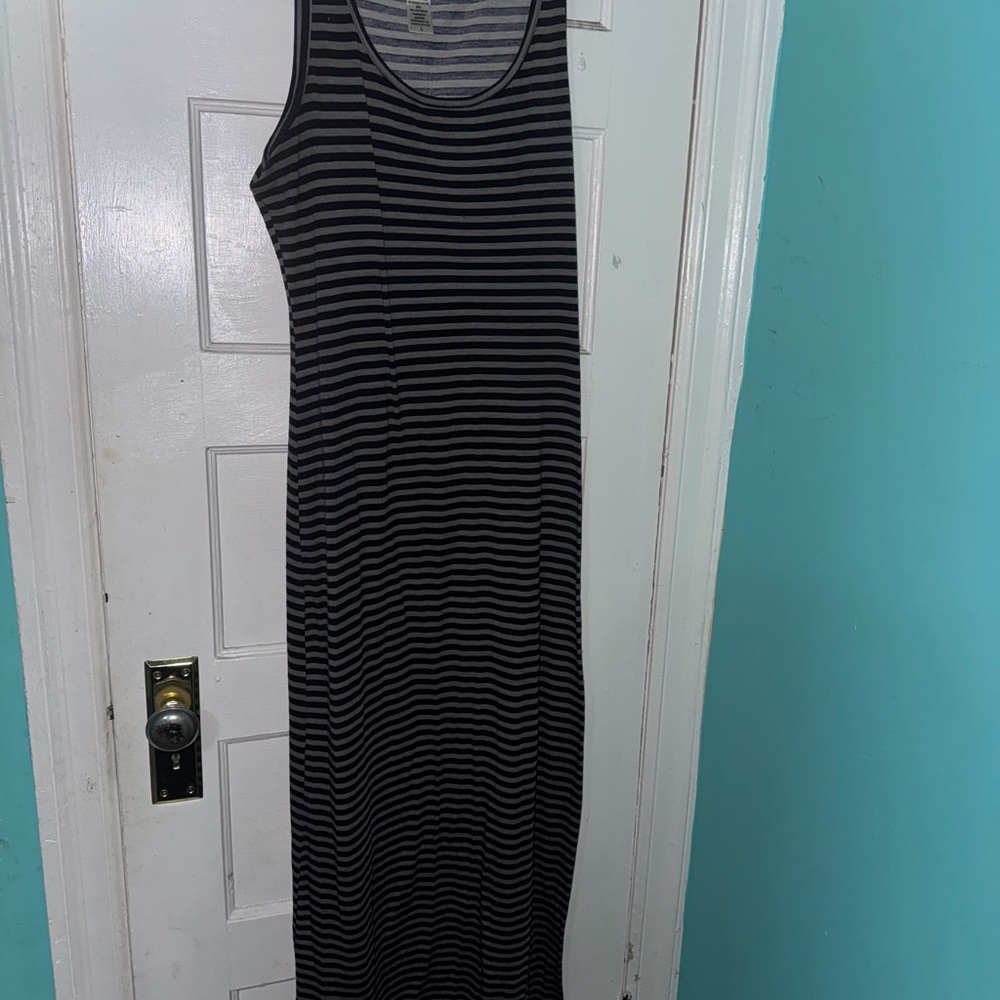 Striped Black and Gray Maxi Dress